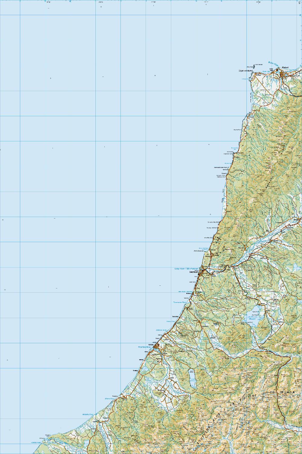 Topo map of Greymouth
