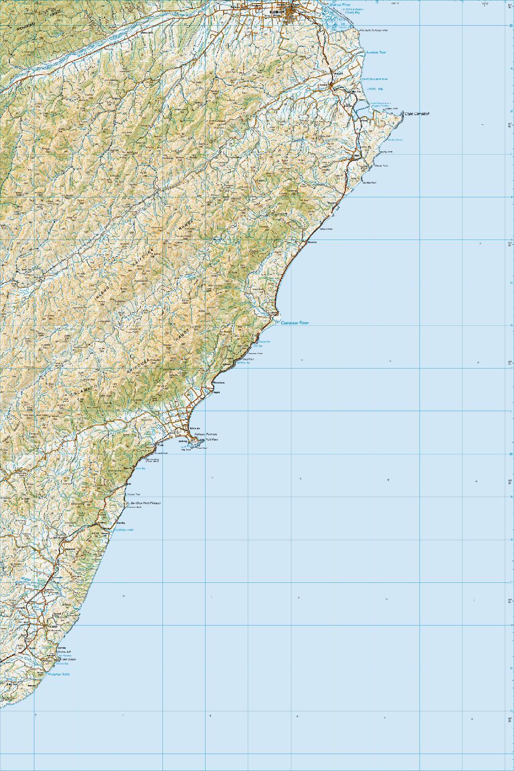 Topo map of Kaikōura