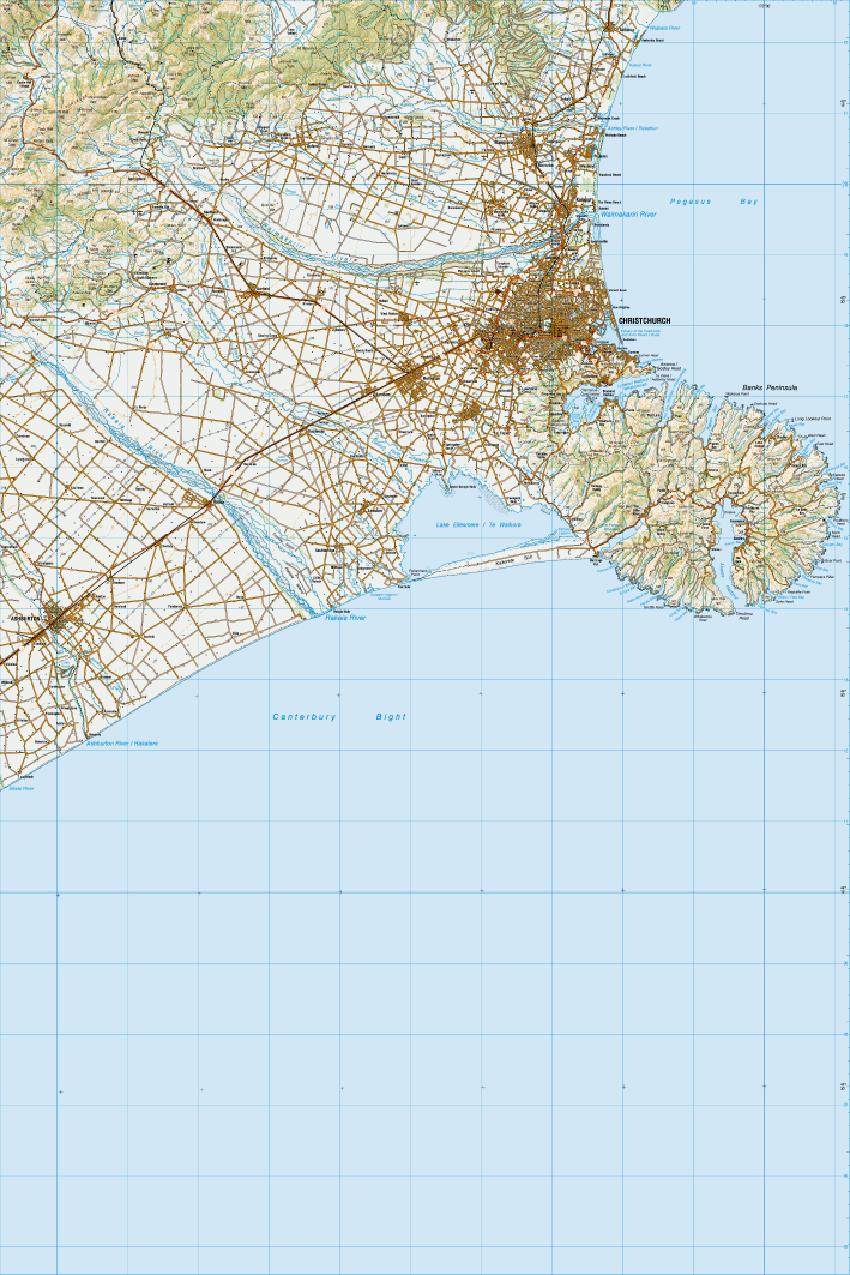 Topo map of Christchurch