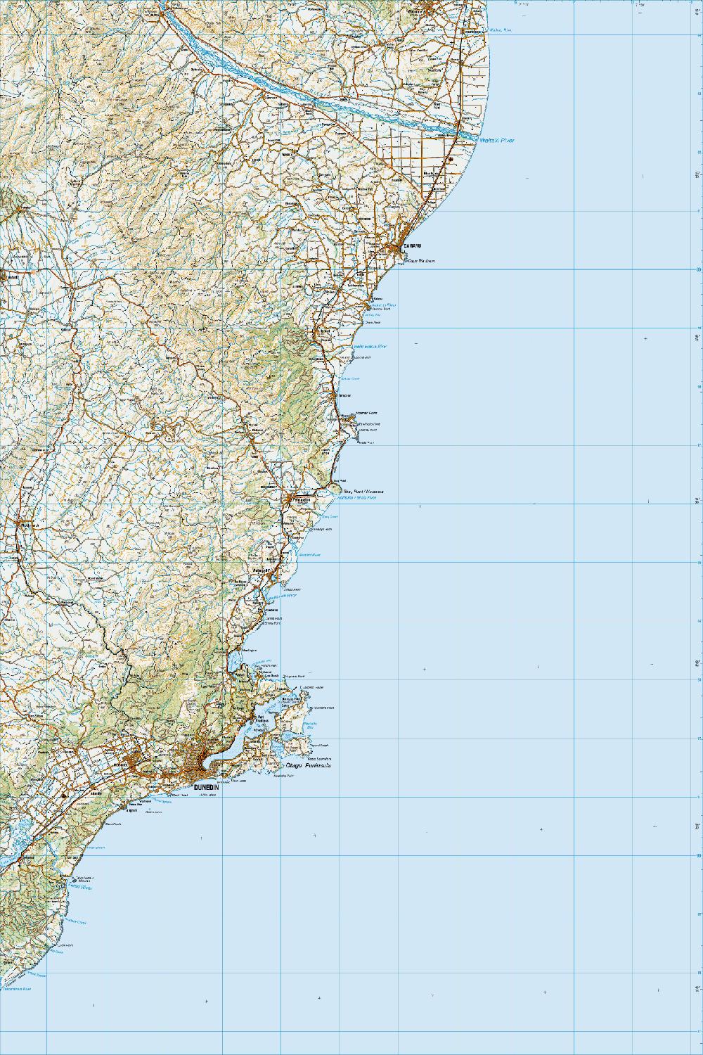 Topo map of Dunedin