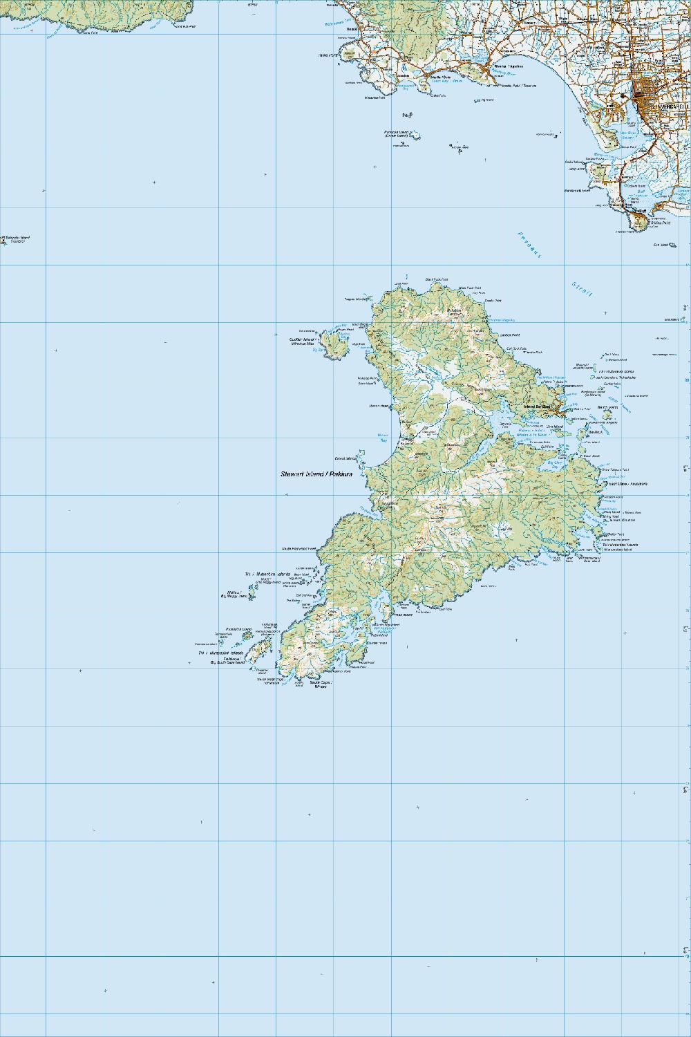 Topo map of Invercargill