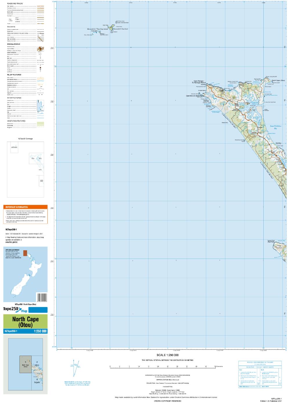 Topo map of North Cape (Otou)