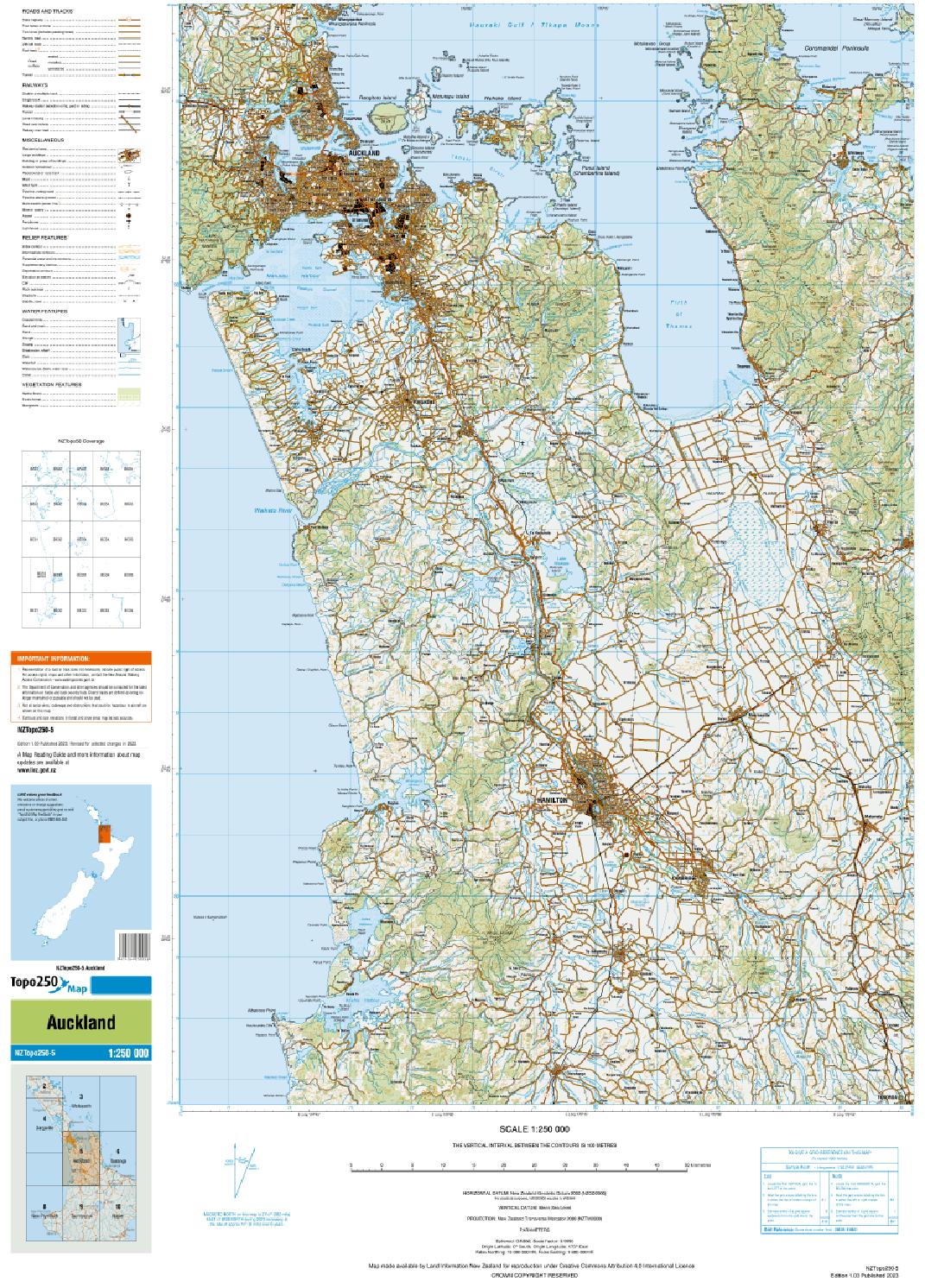 Topo map of Auckland