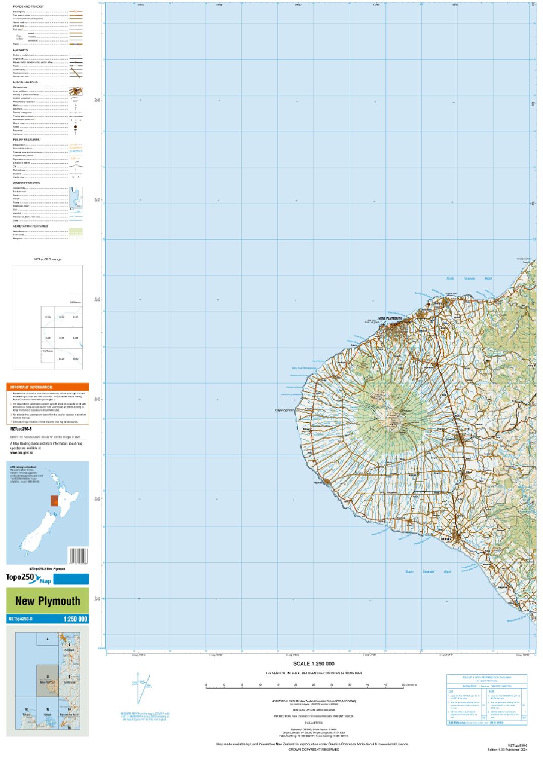 Topo map of New Plymouth