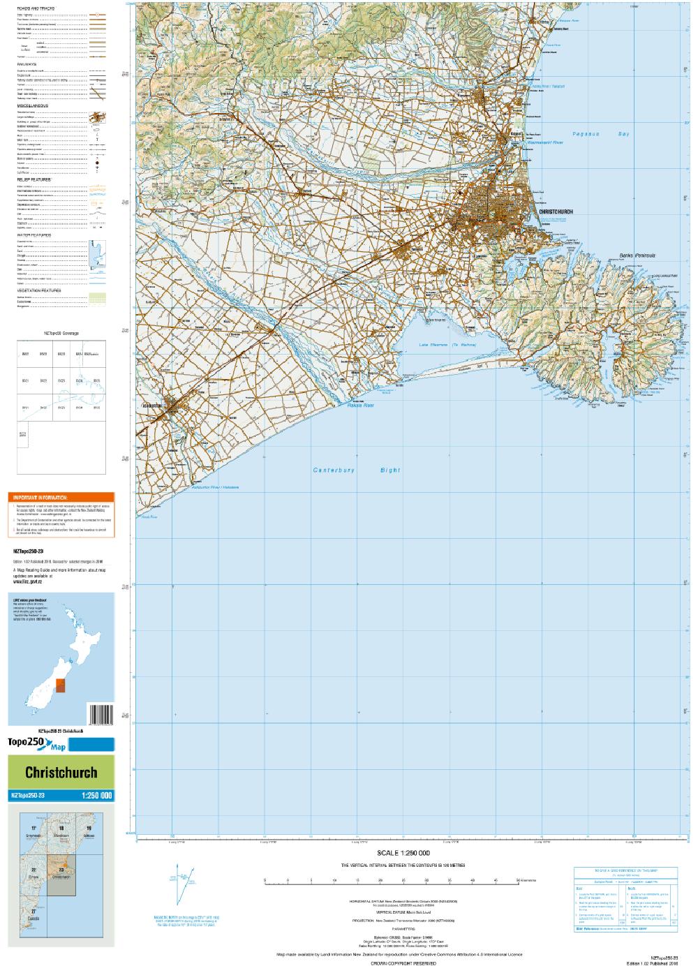 Topo map of Christchurch