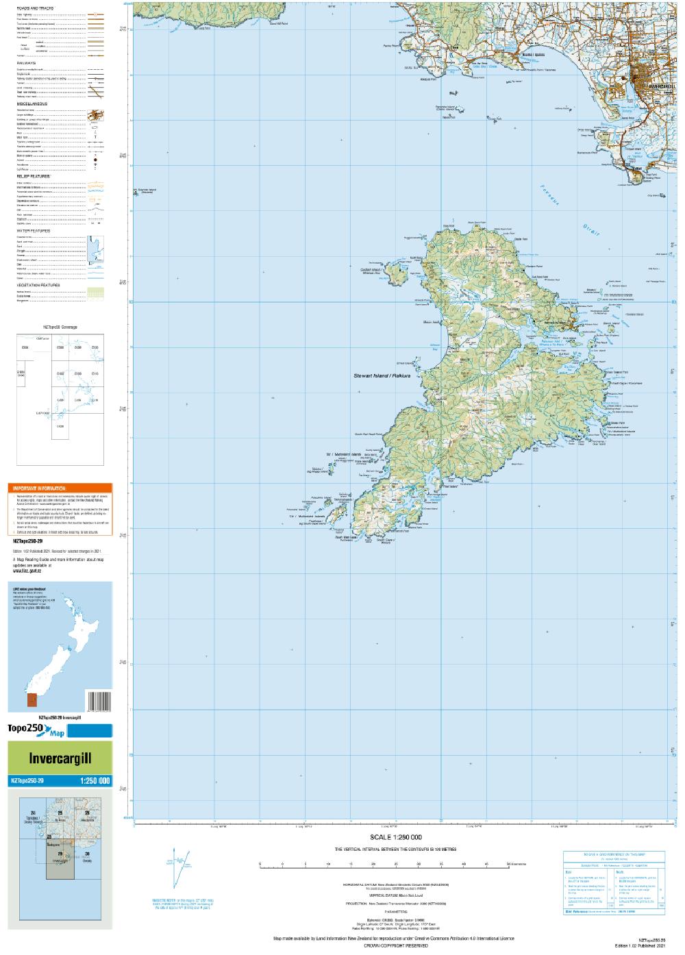 Topo map of Invercargill