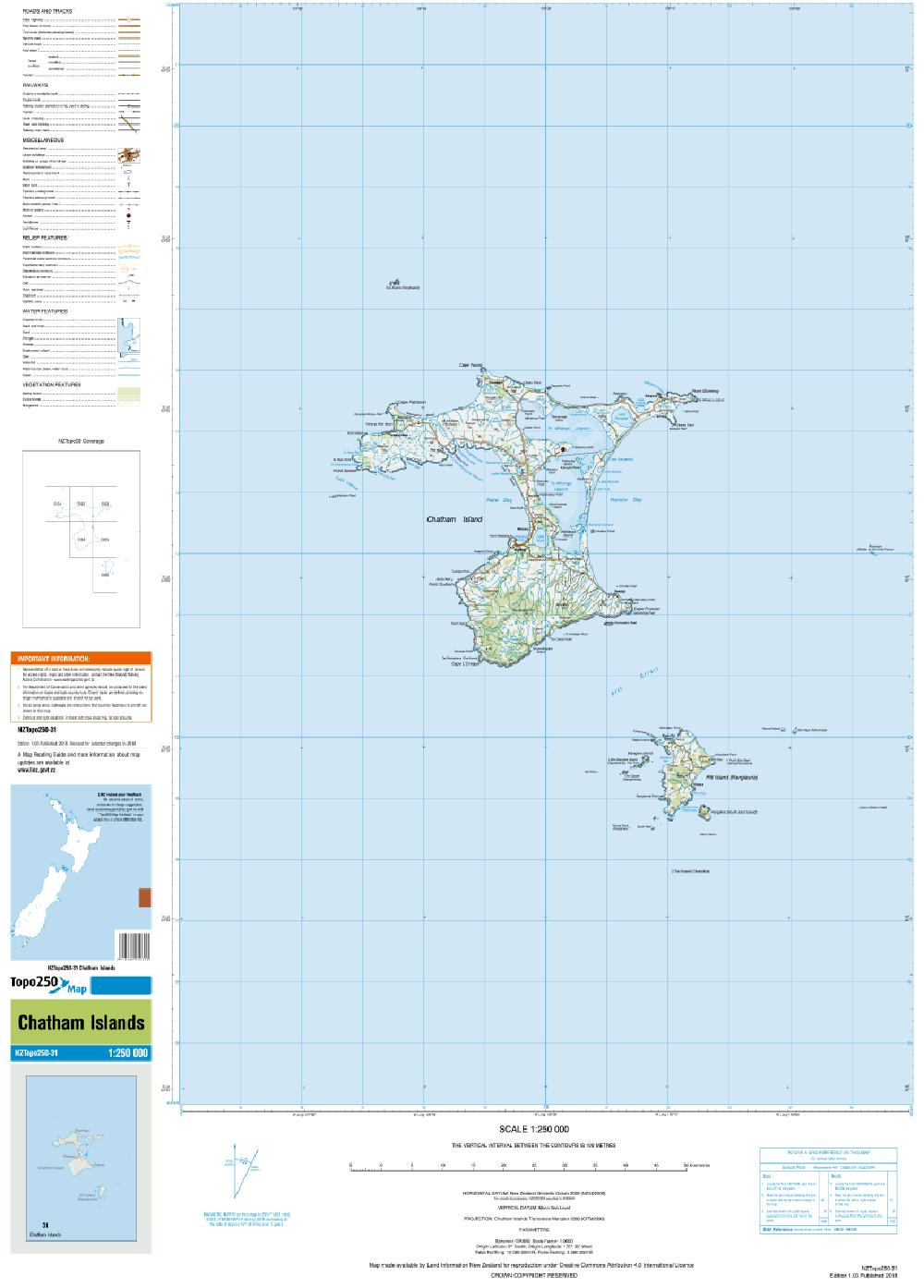 Topo map of Chatham Islands