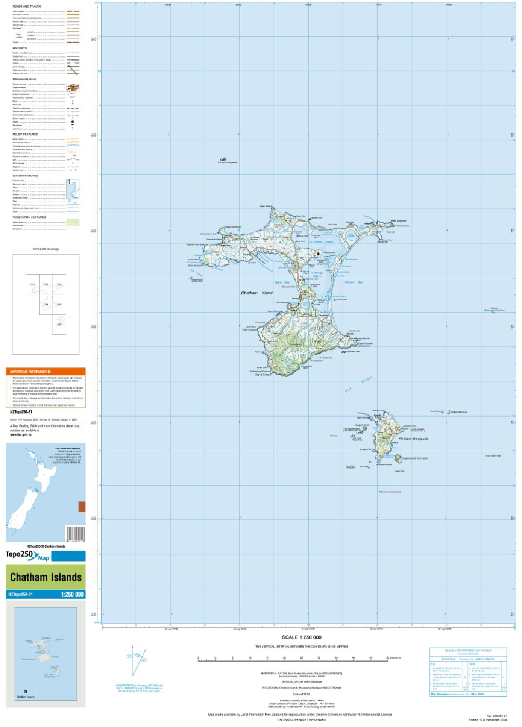 Topo map of Chatham Islands