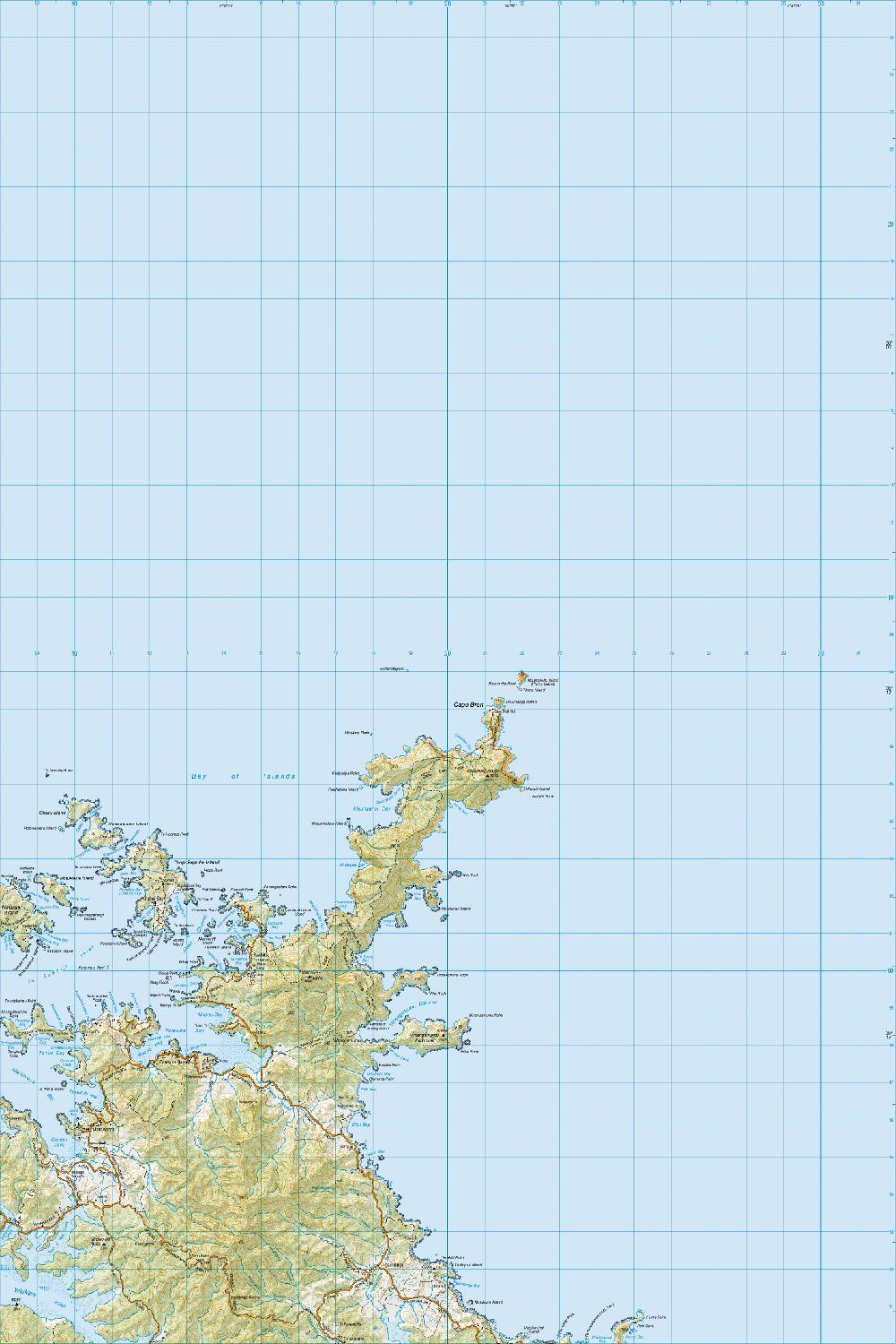 Topo map of Cape Brett
