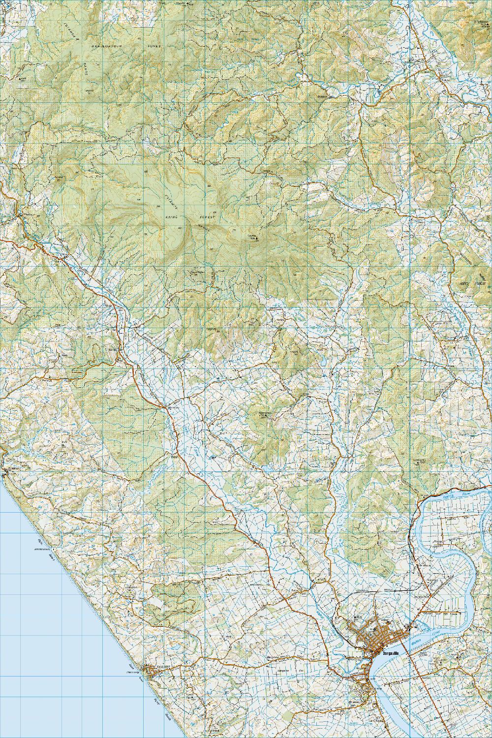 Topo map of Dargaville