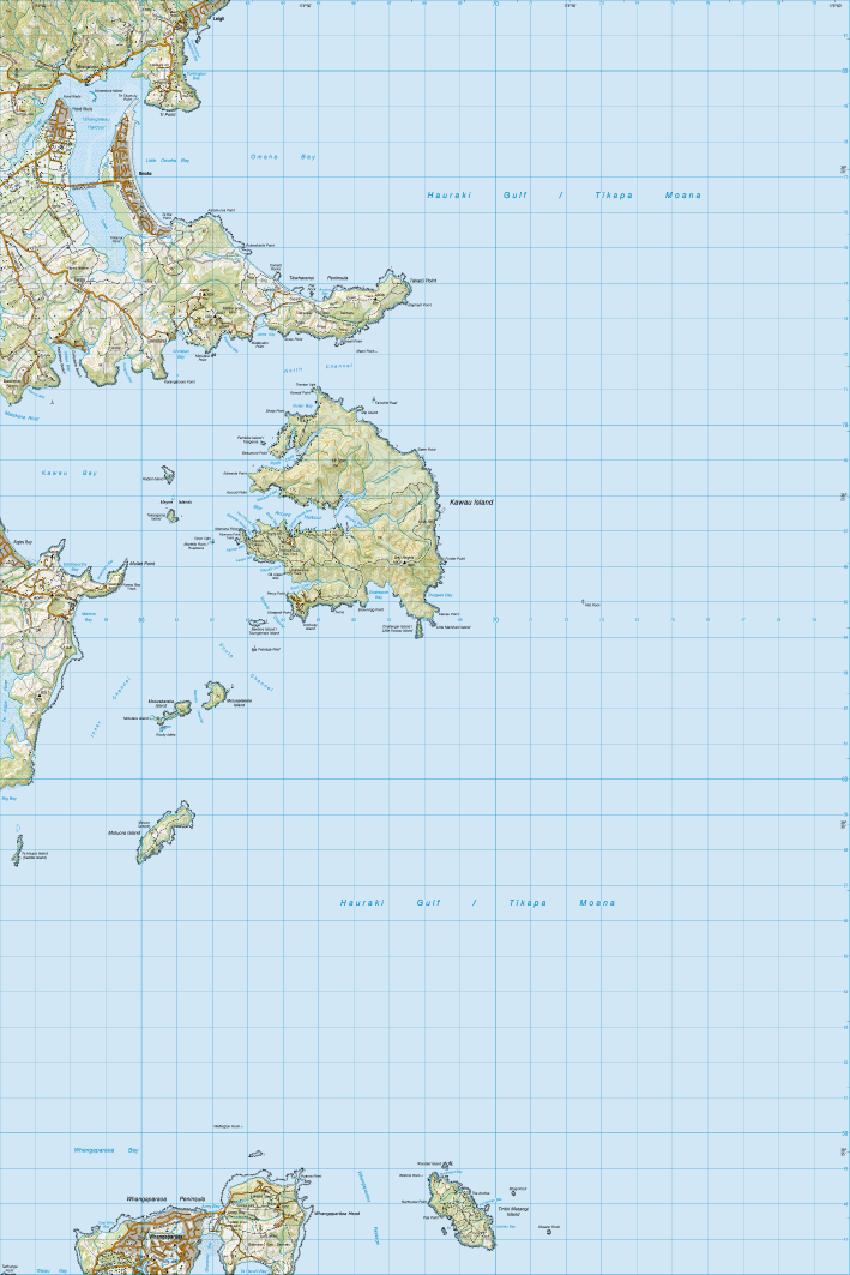 Topo map of Kawau Island