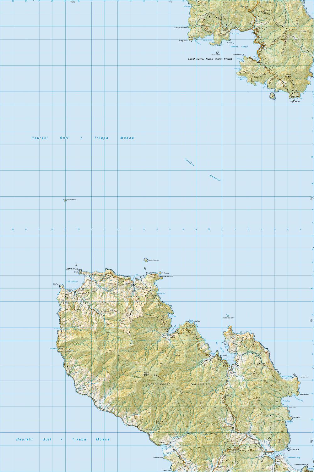 Topo map of Moehau