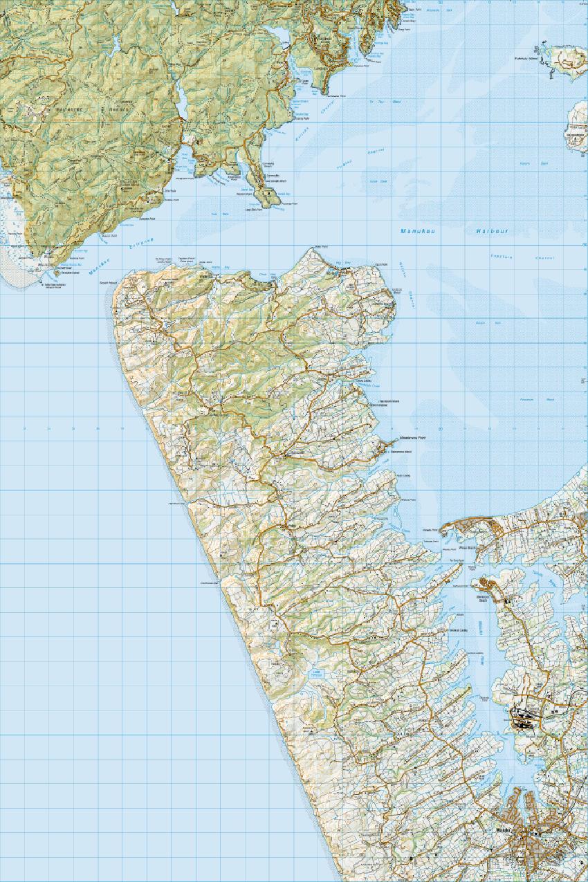 Topo map of Manukau Harbour