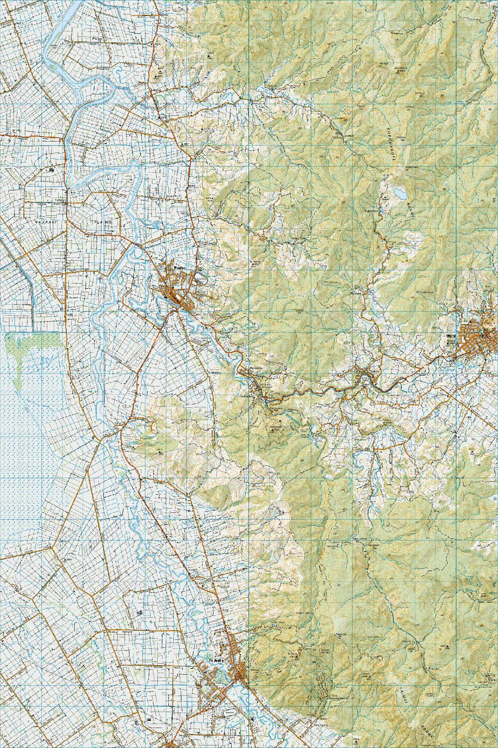 Topo map of Paeroa