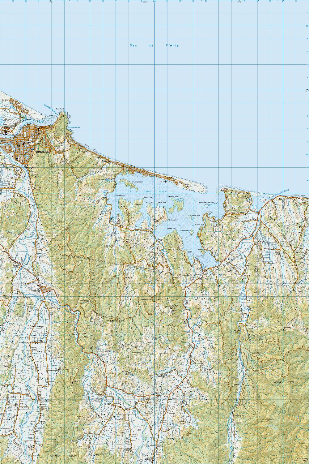 Topo map of Whakatāne