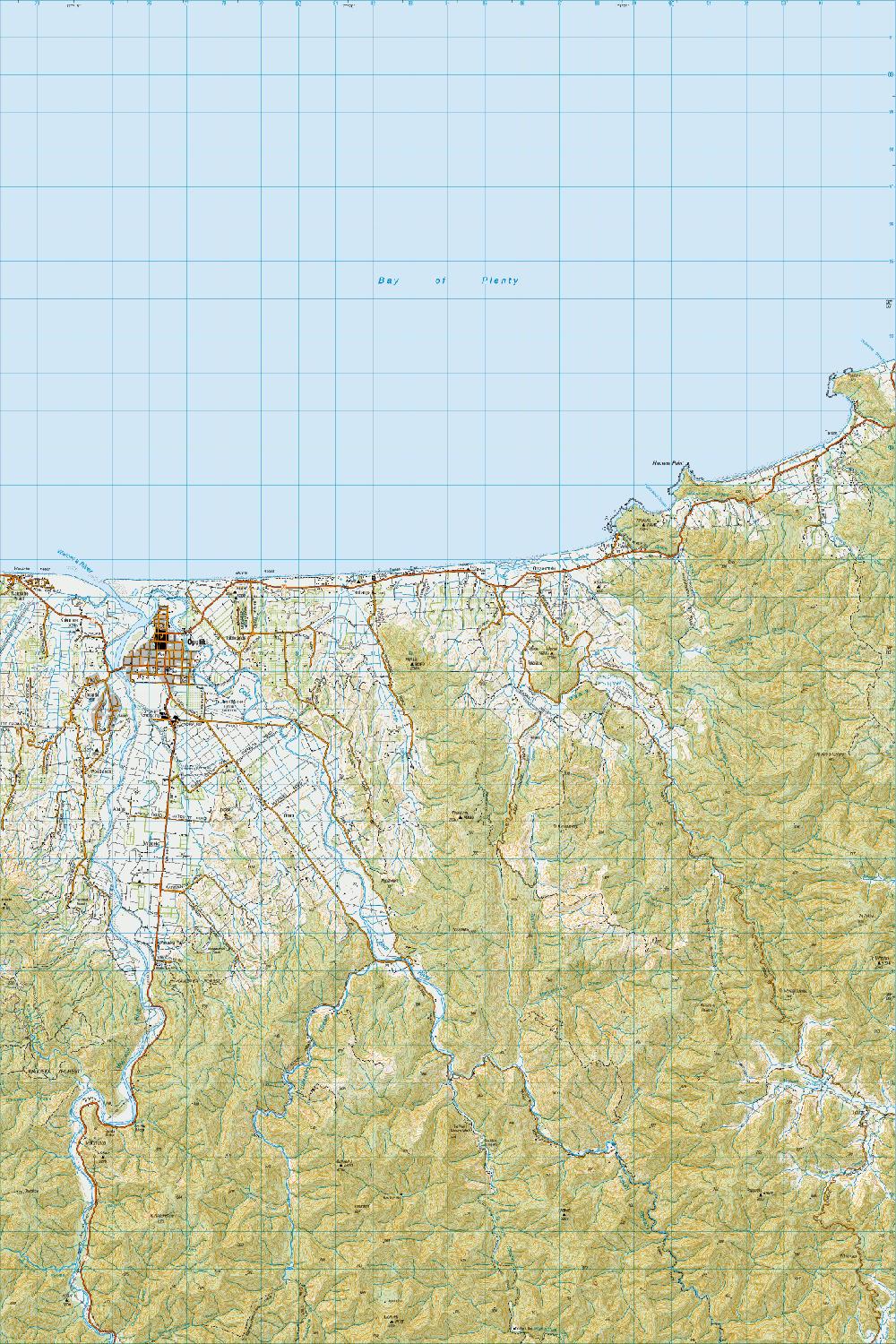 Topo map of Ōpōtiki