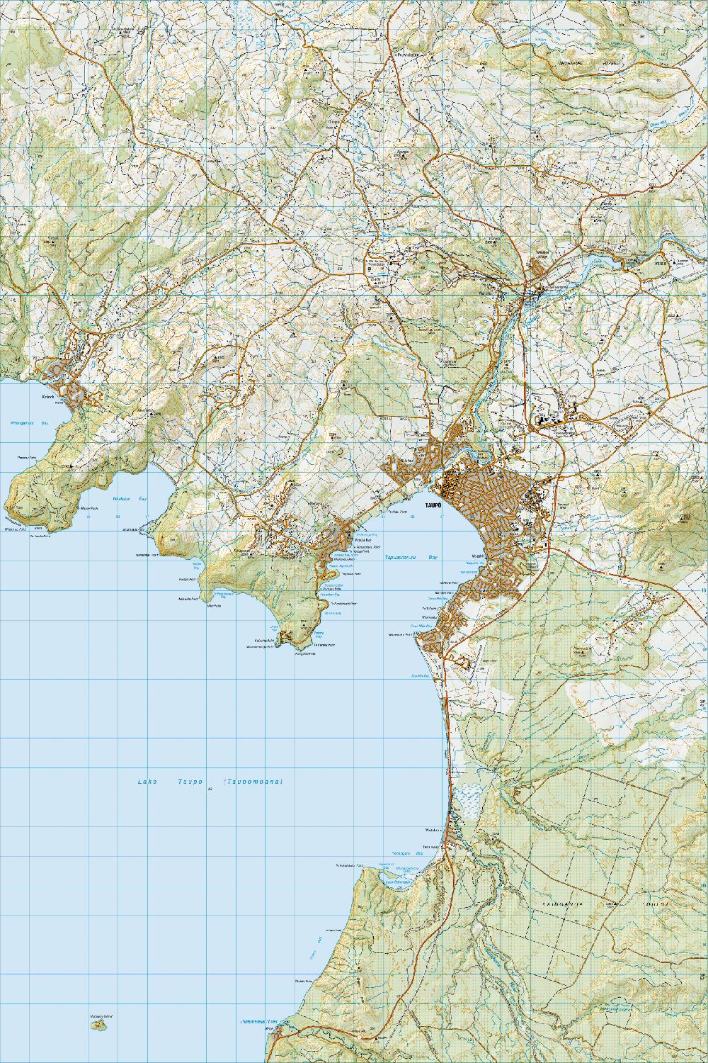 Topo map of Taupō