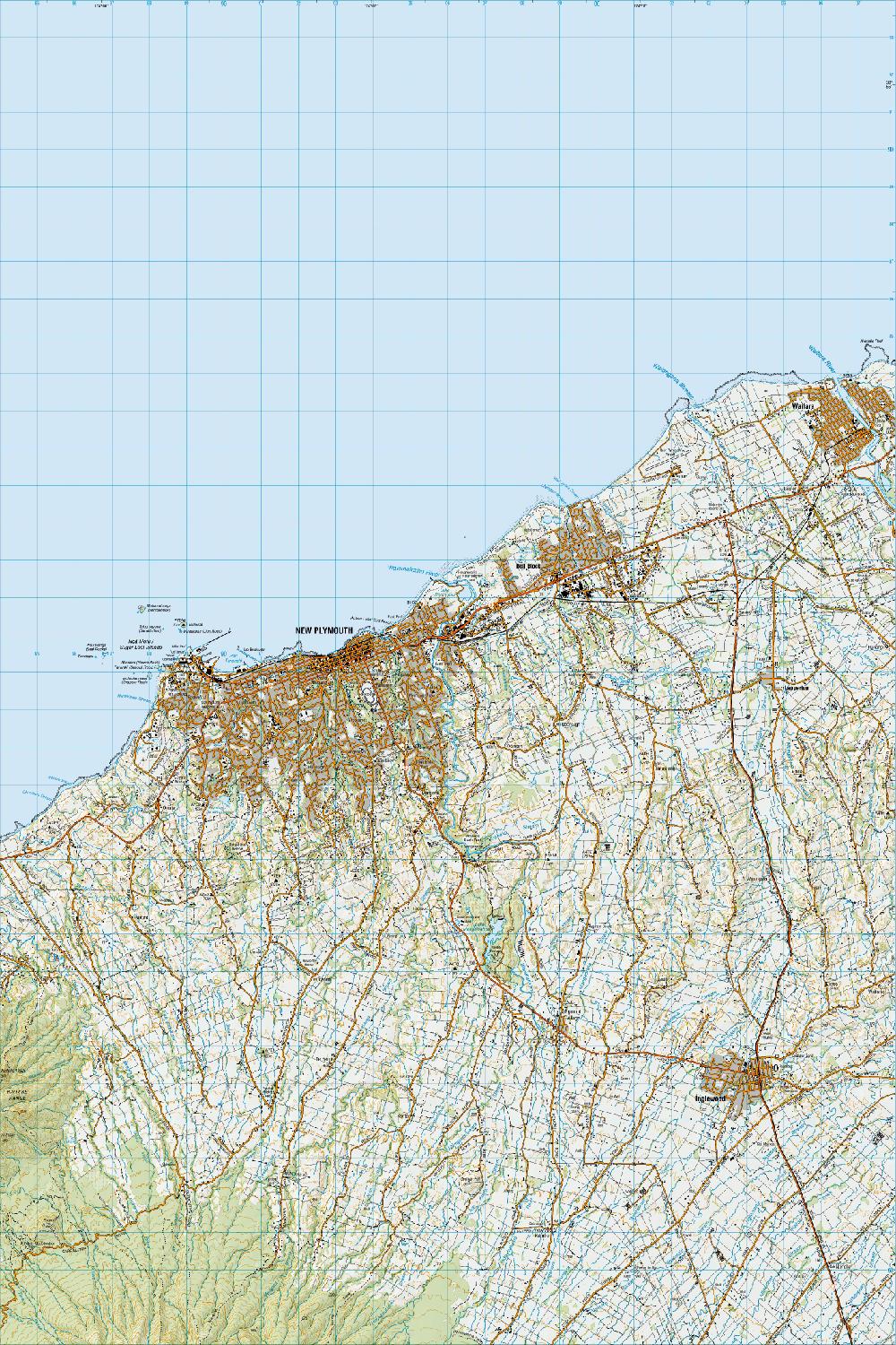 Topo map of New Plymouth