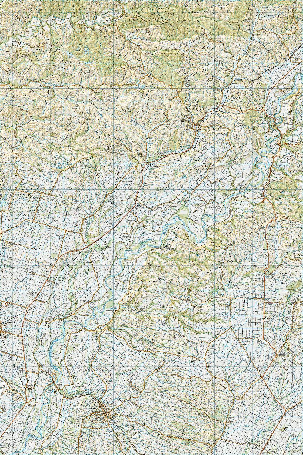 Topo map of Hunterville