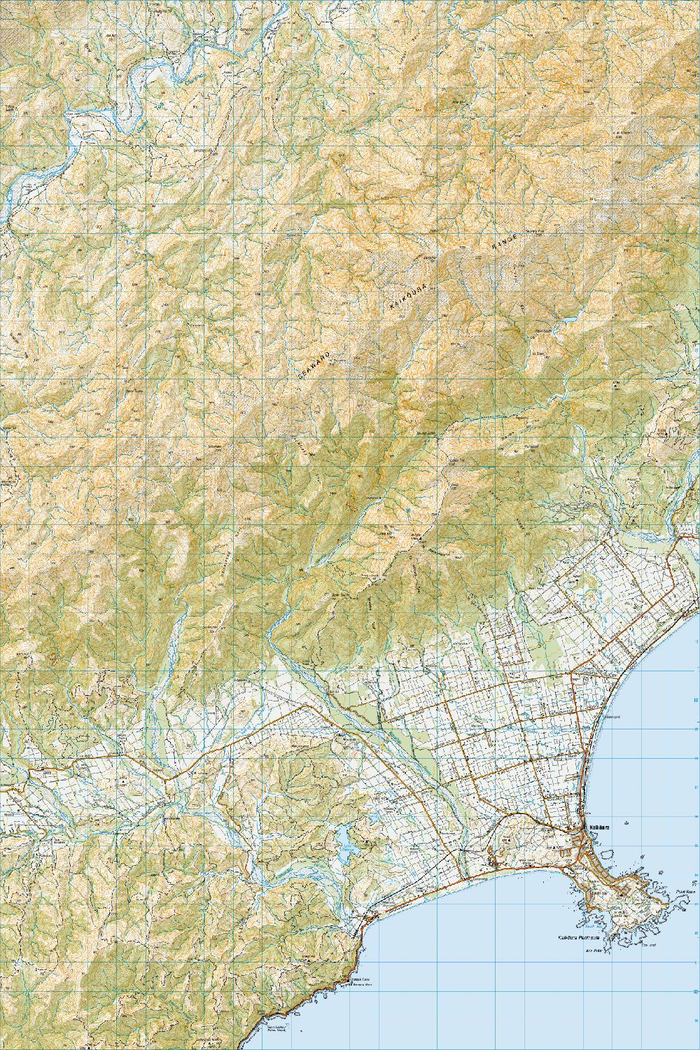 Topo map of Kaikōura