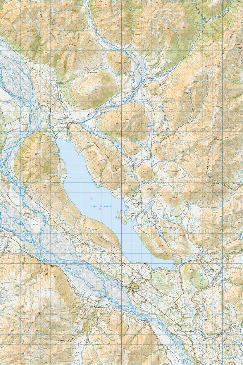 Topo map of Lake Coleridge