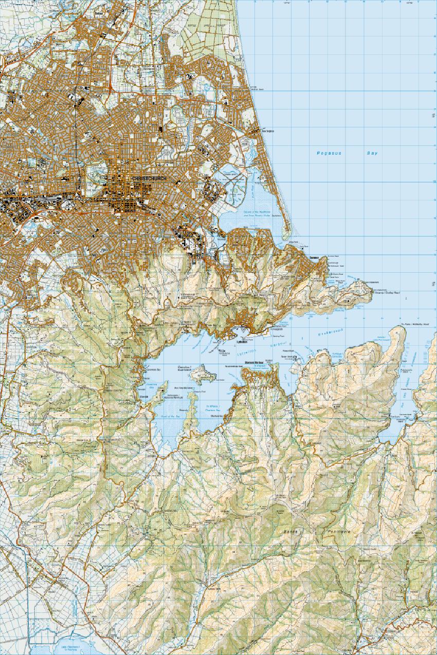 Topo map of Christchurch