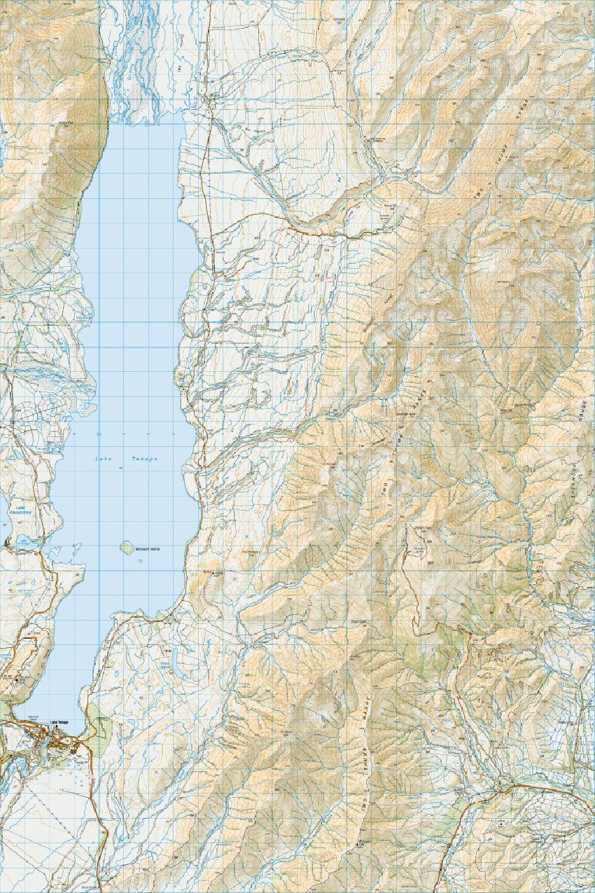 Topo map of Lake Tekapo