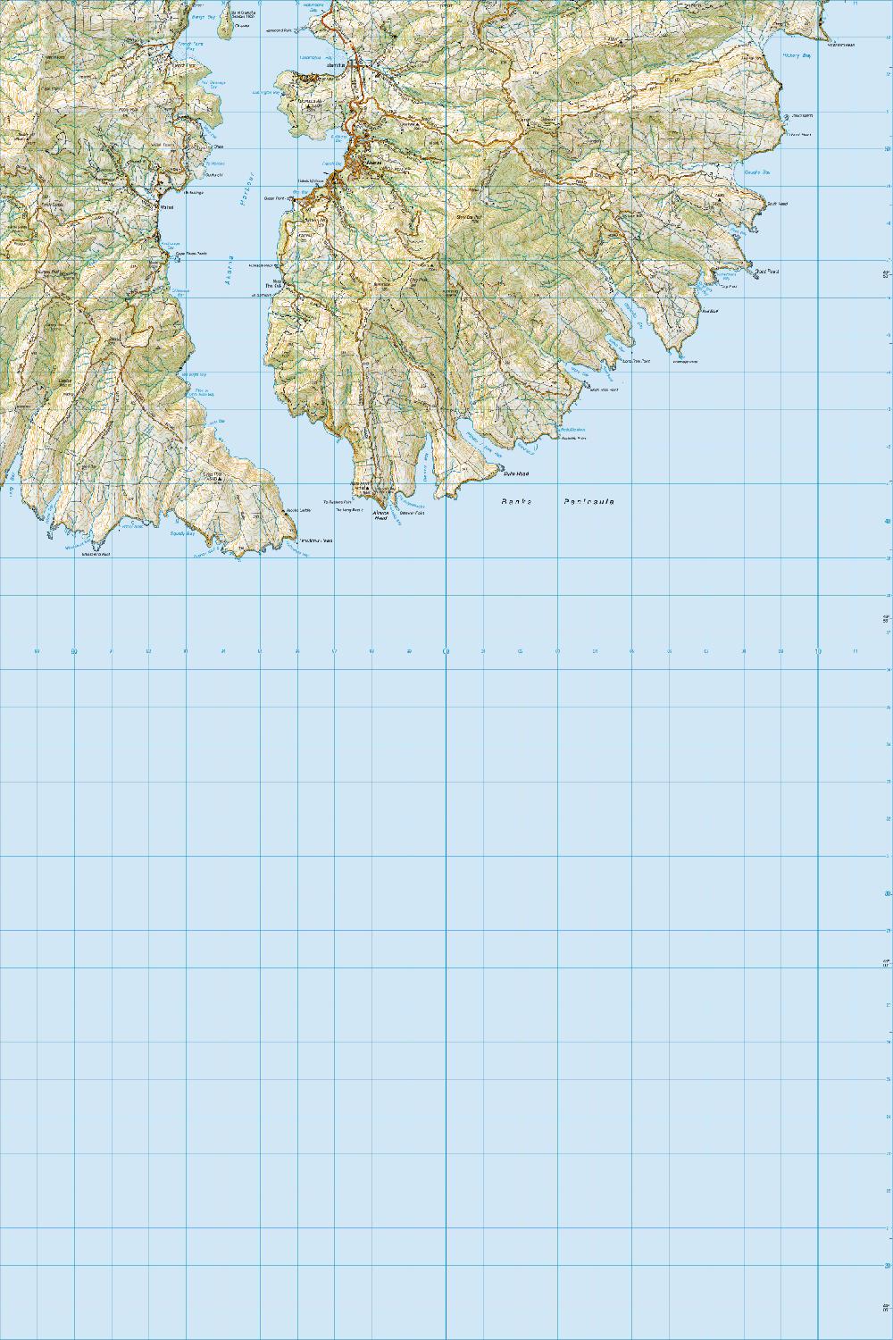 Topo map of Akaroa