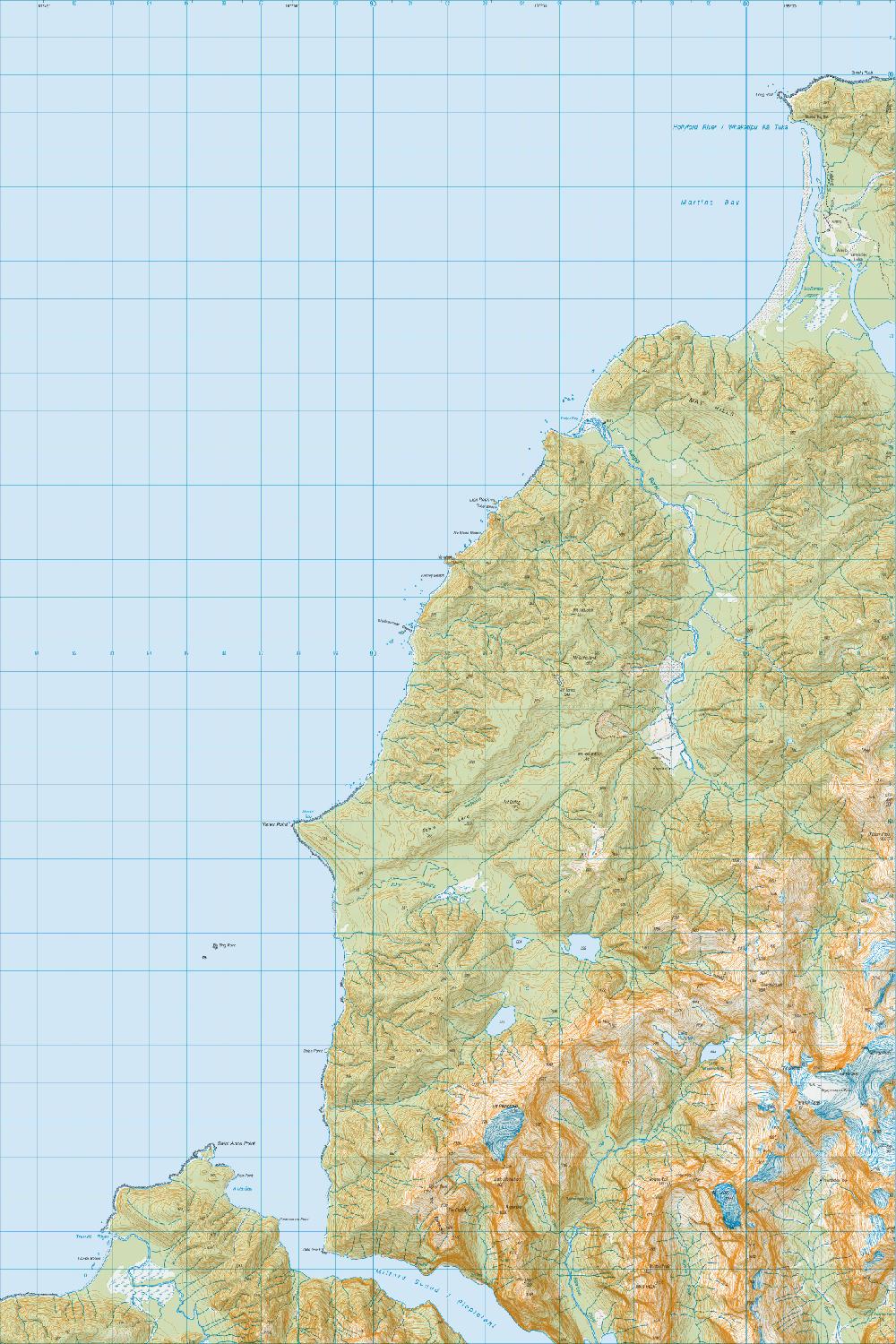 Topo map of Milford Sound / Piopiotahi
