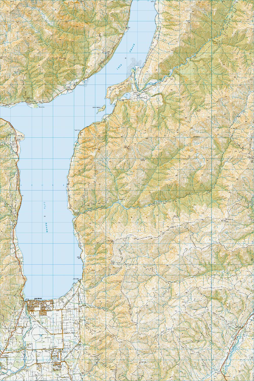 Topo map of Lake Hawea