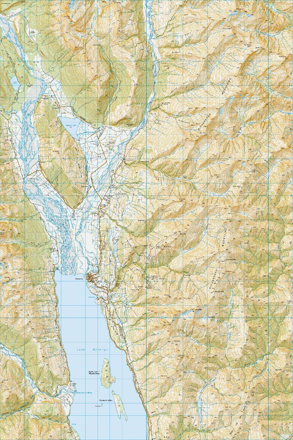 Topo map of Glenorchy