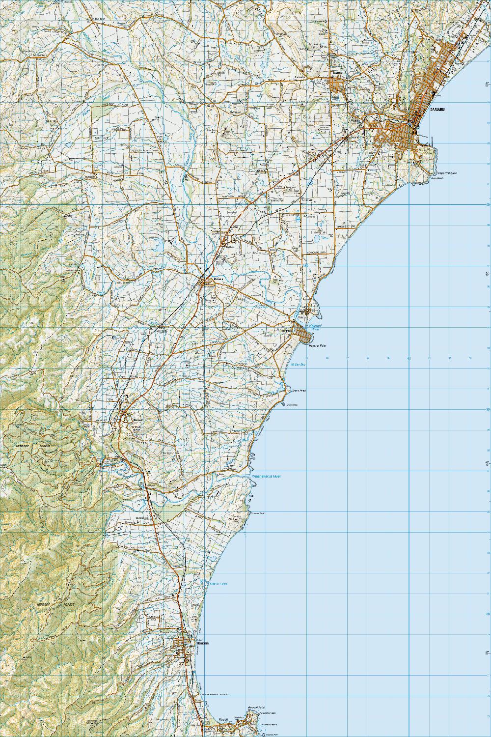 Topo map of Oamaru