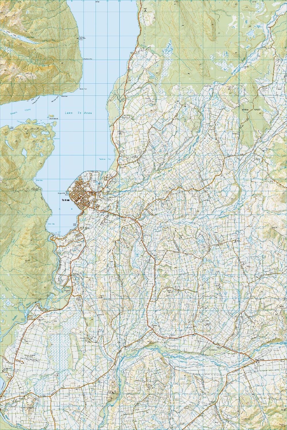 Topo map of Te Anau