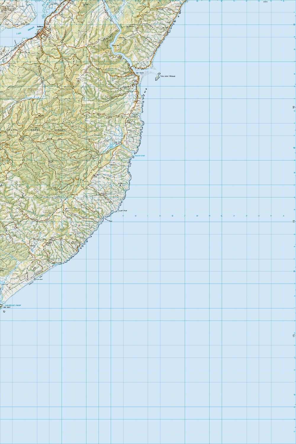 Topo map of Taieri Mouth