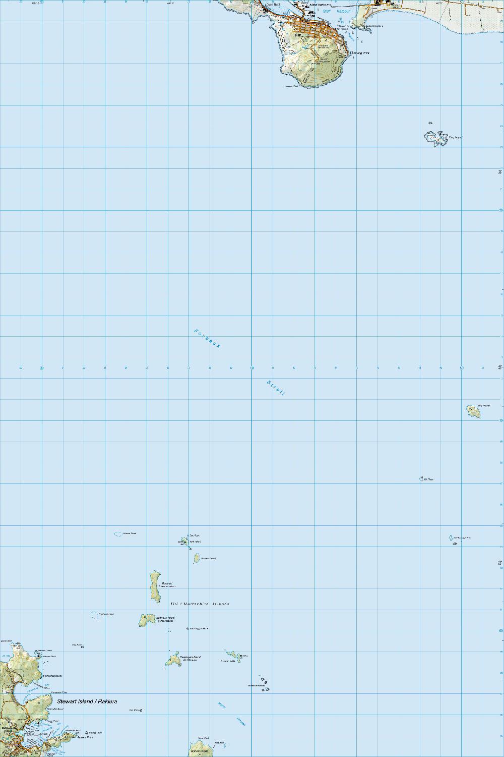Topo map of Foveaux Strait