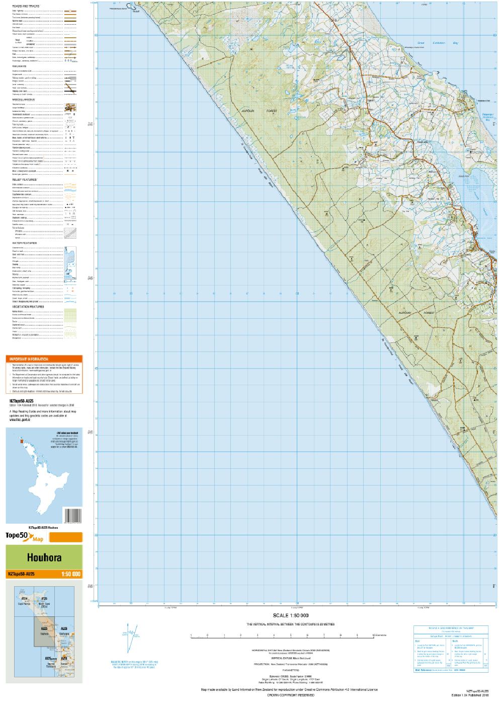 Topo map of Houhora