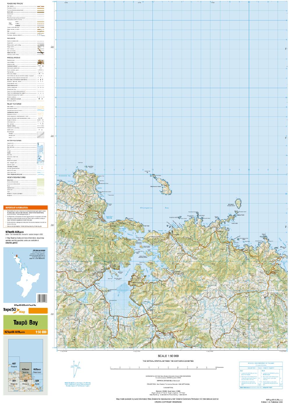 Topo map of Taupo Bay