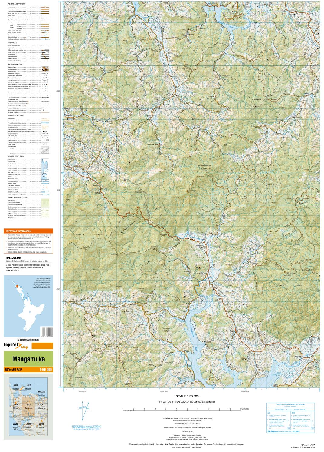 Topo map of Mangamuka