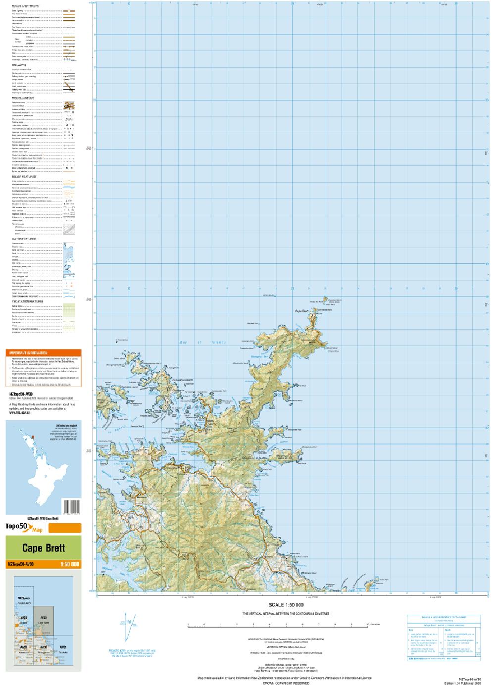 Topo map of Cape Brett