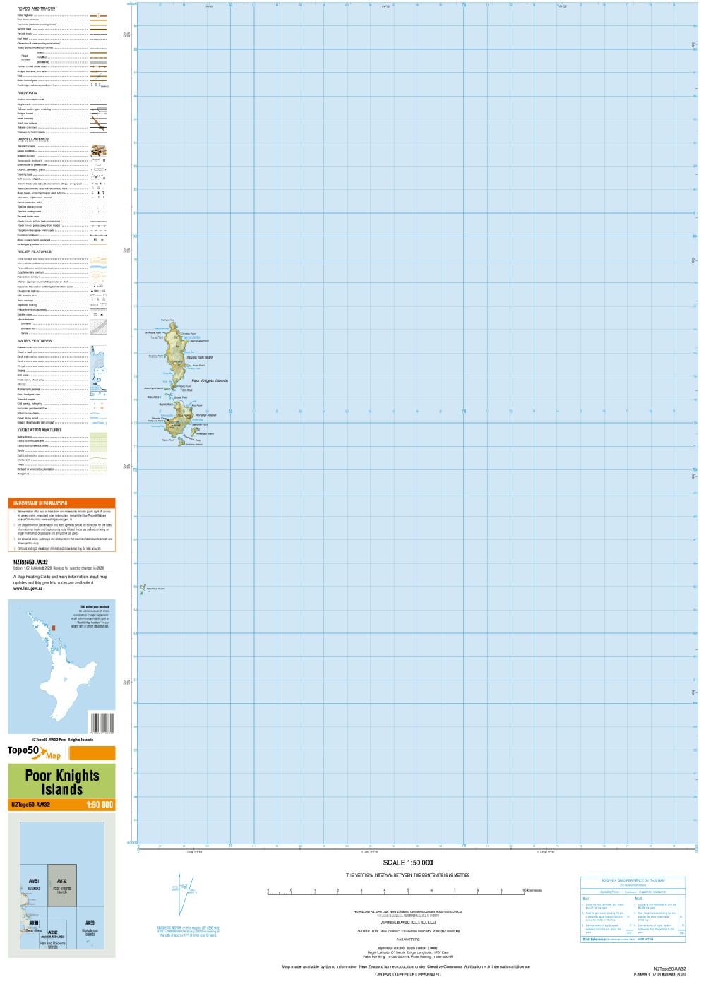 Topo map of Poor Knights Islands