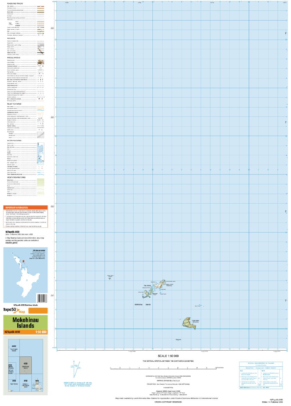 Topo map of Mokohinau Islands