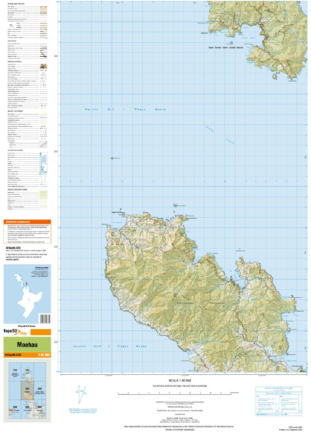 Topo map of Moehau