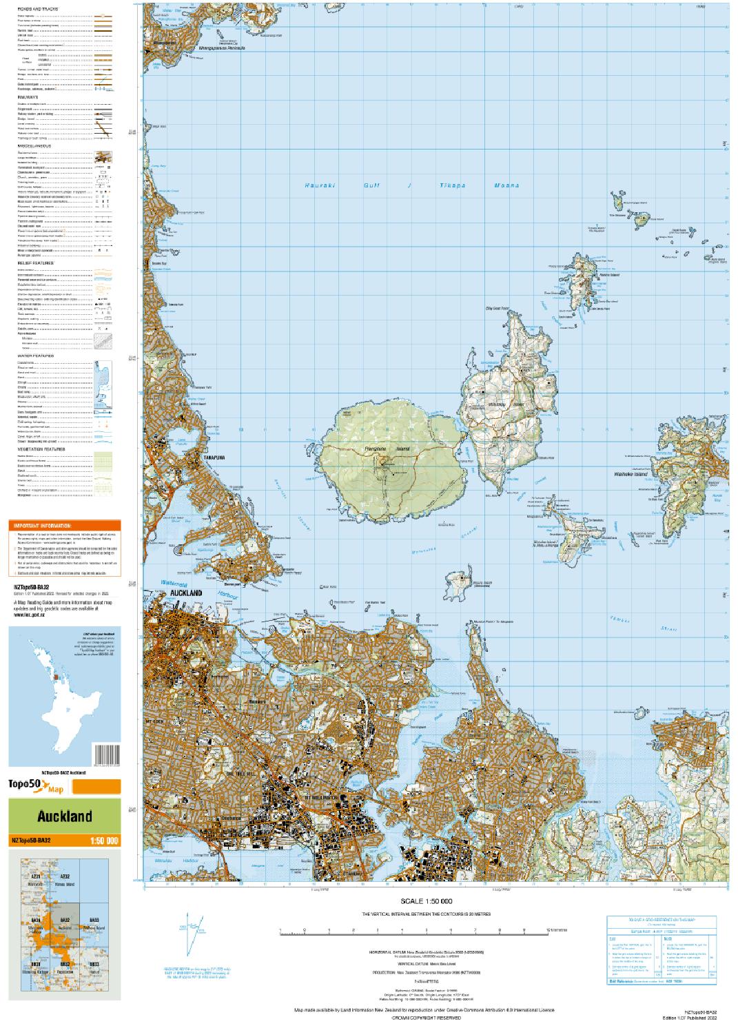 Topo map of Auckland