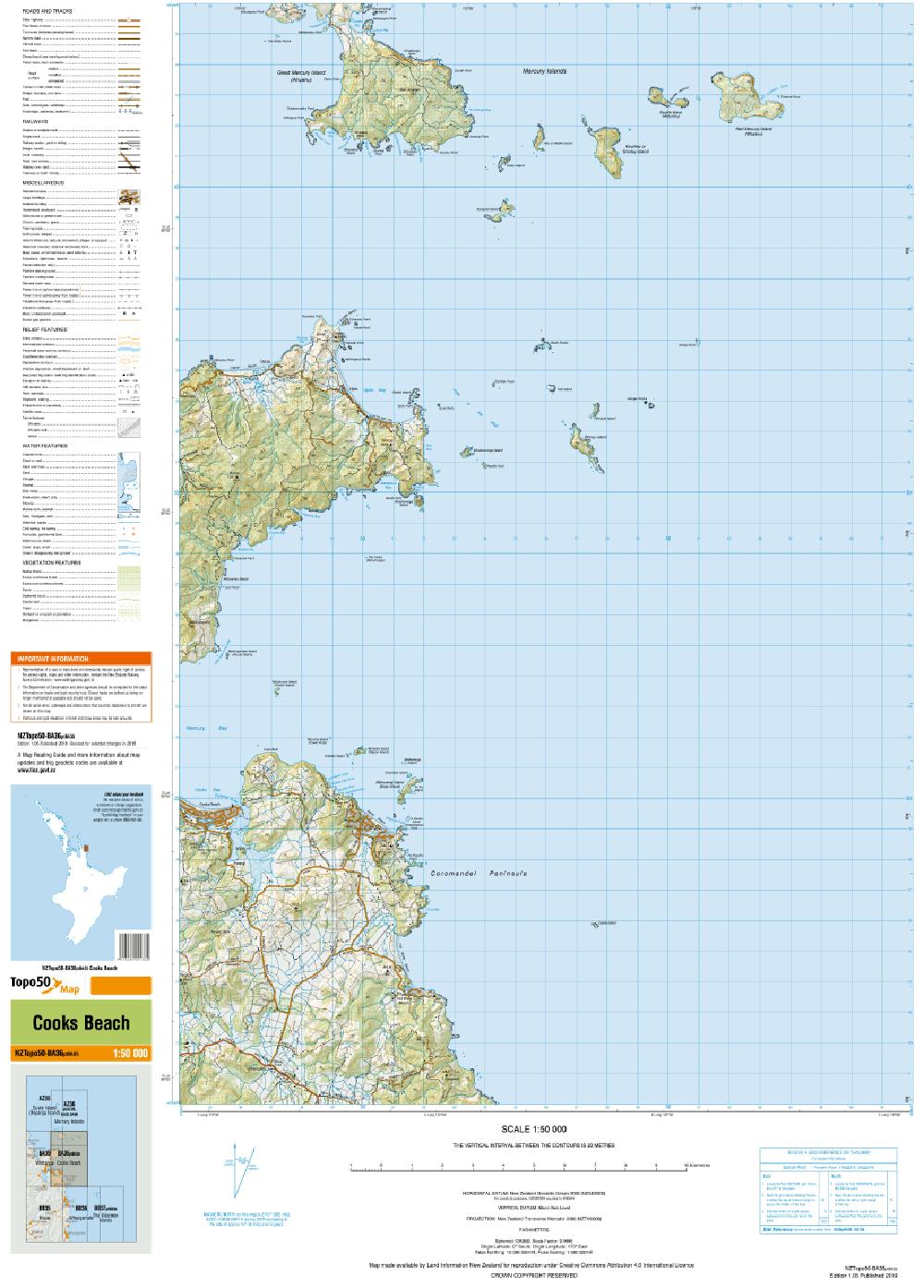 Topo map of Cooks Beach