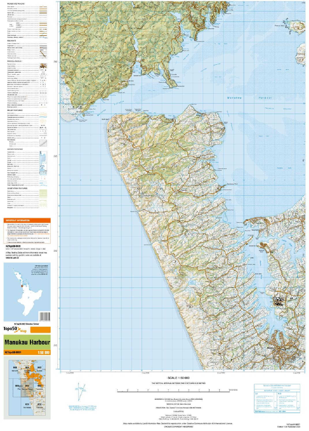 Topo map of Manukau Harbour