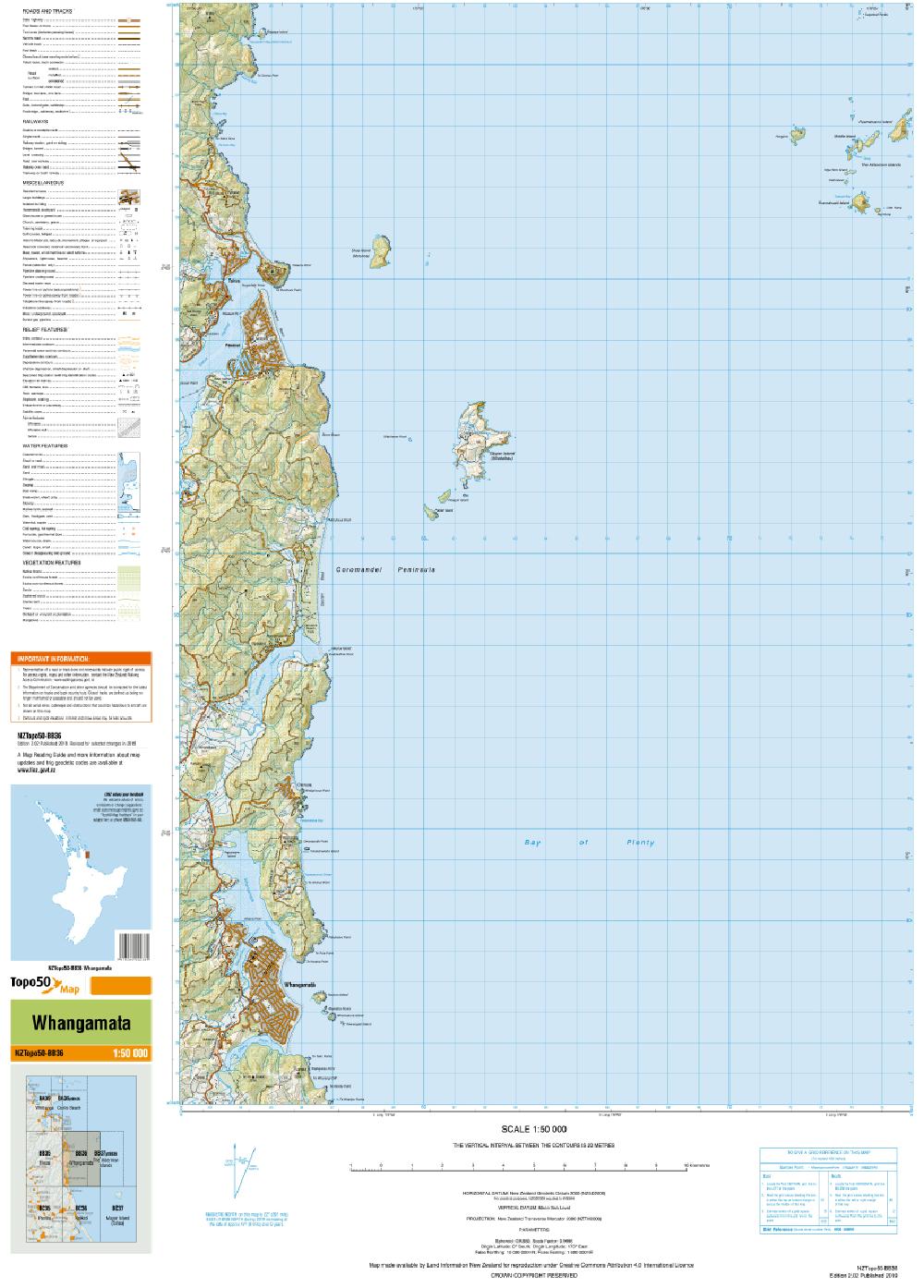 Topo map of Whangamata