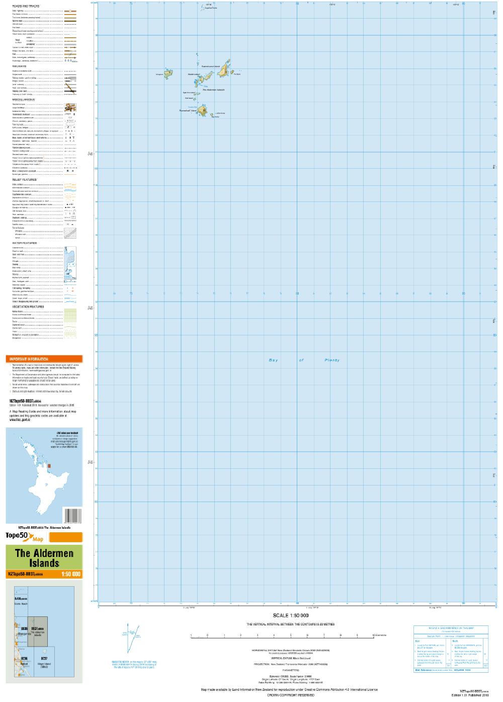Topo map of The Alderman Islands