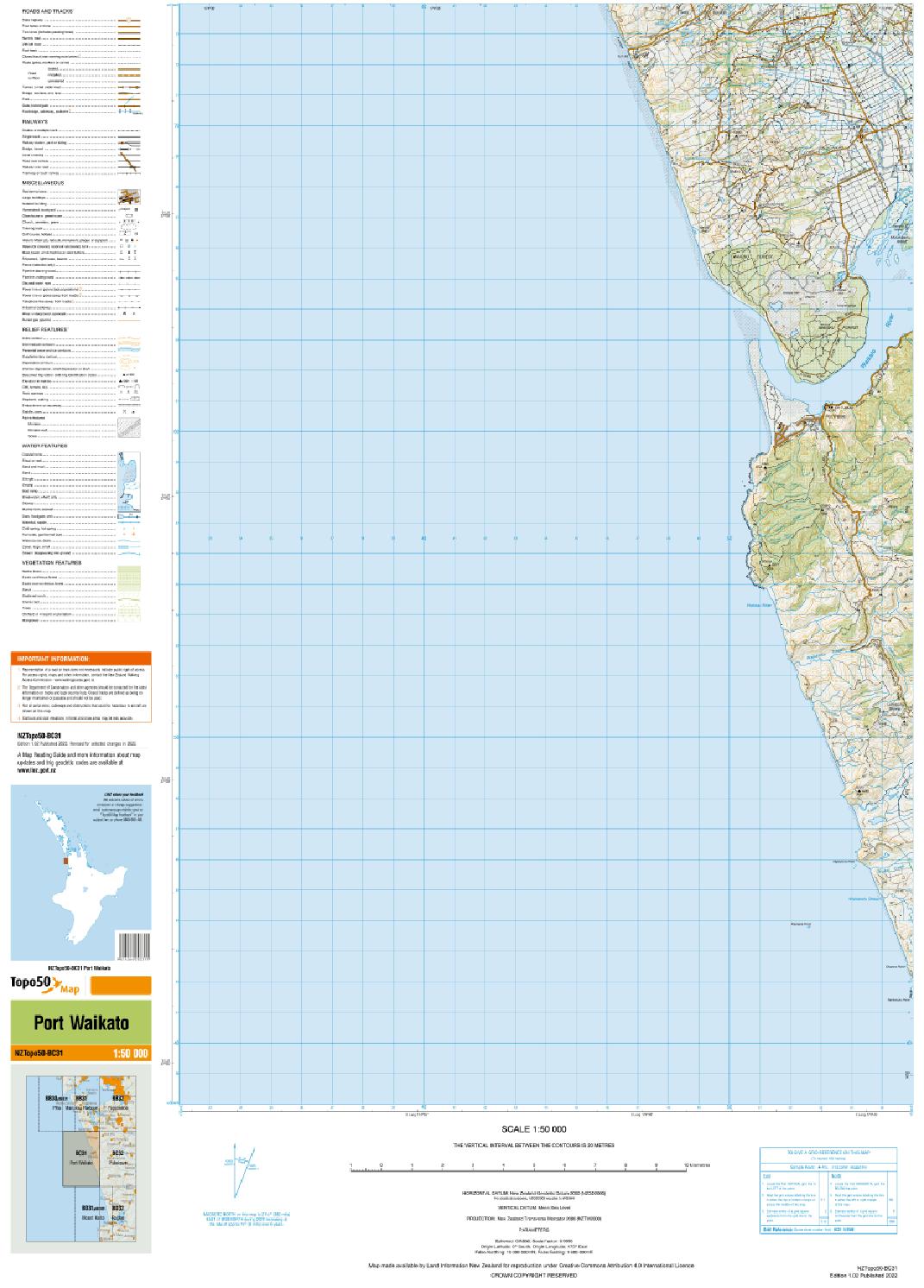 Topo map of Port Waikato