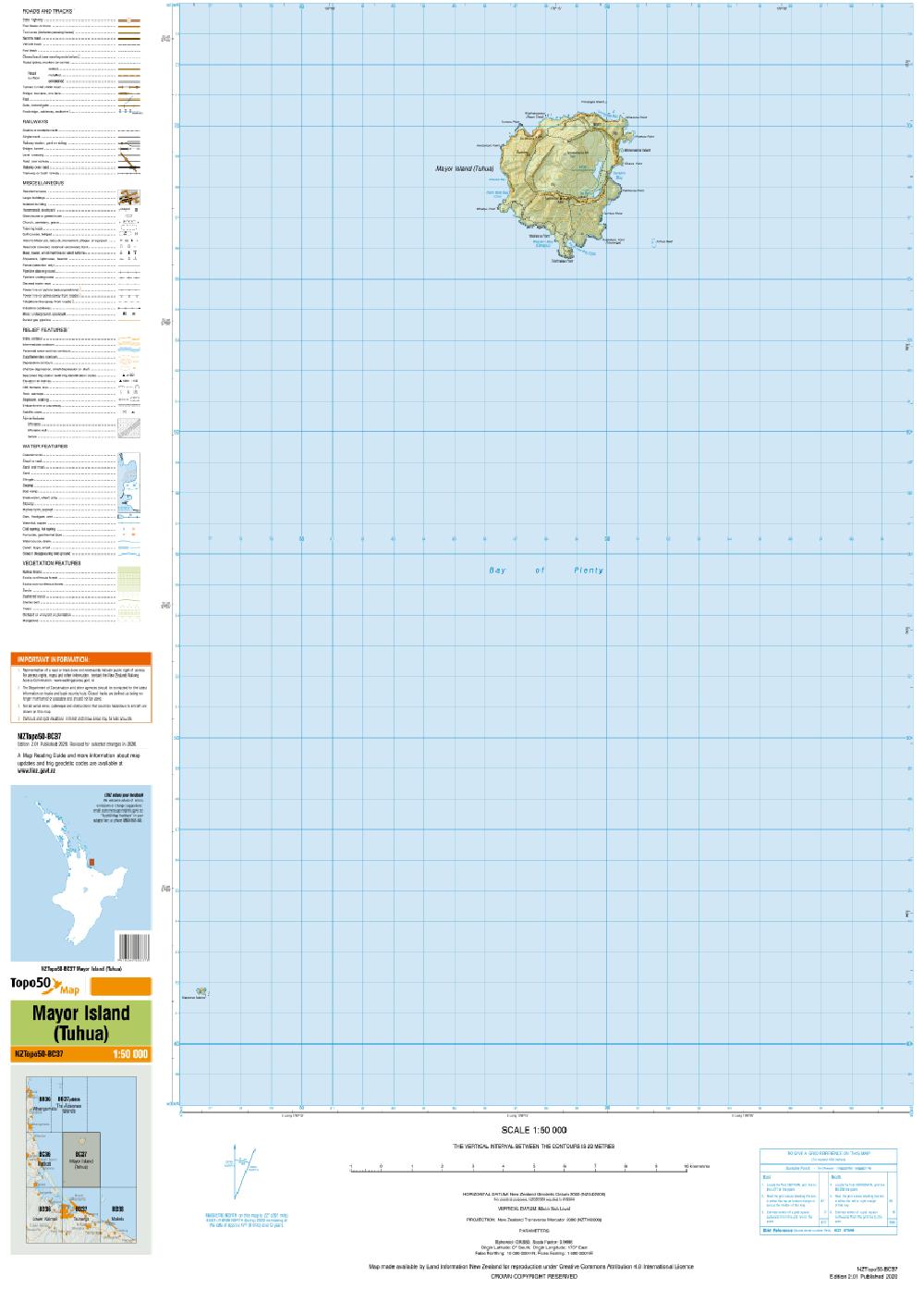 Topo map of Mayor Island (Tuhua)