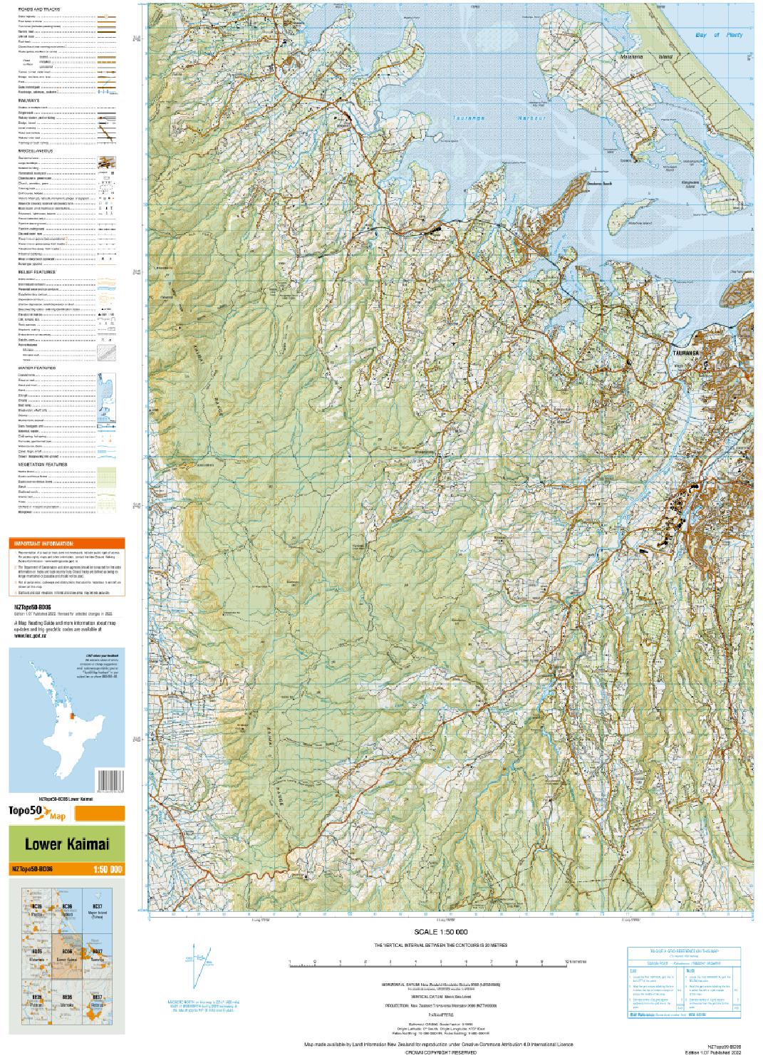 Topo map of Lower Kaimai